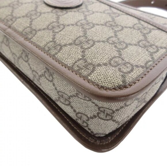 Auth GUCCI GG Supreme Crossbody Shoulder Bag Beige / brown PVC/leather - Picture 5 of 12